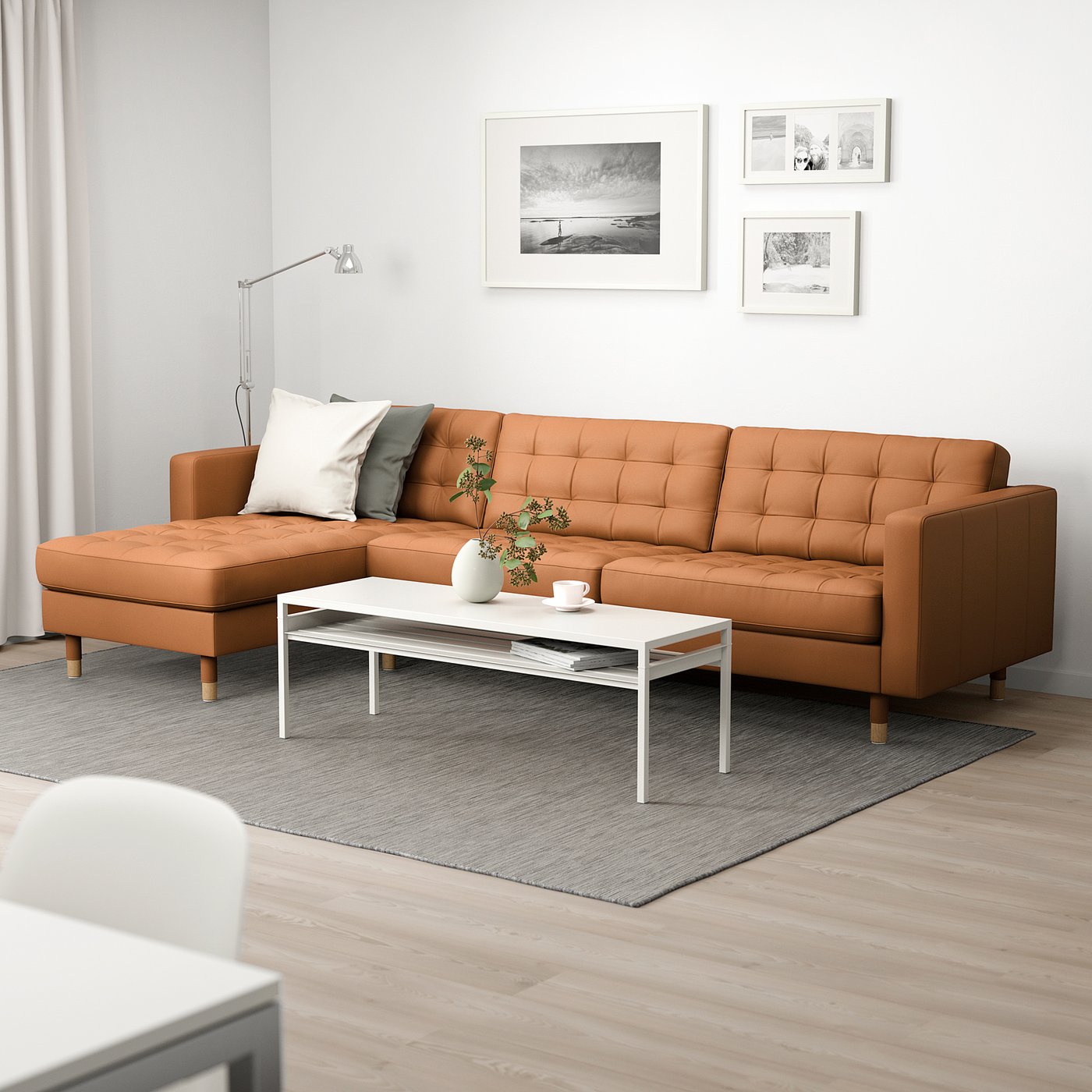 60128 ランズクローナ　本革　LANDSKRONA 　ソファ　イケア LANDSKRONA 4-seat sofa, with chaise longue/Grann/Bomstad golden