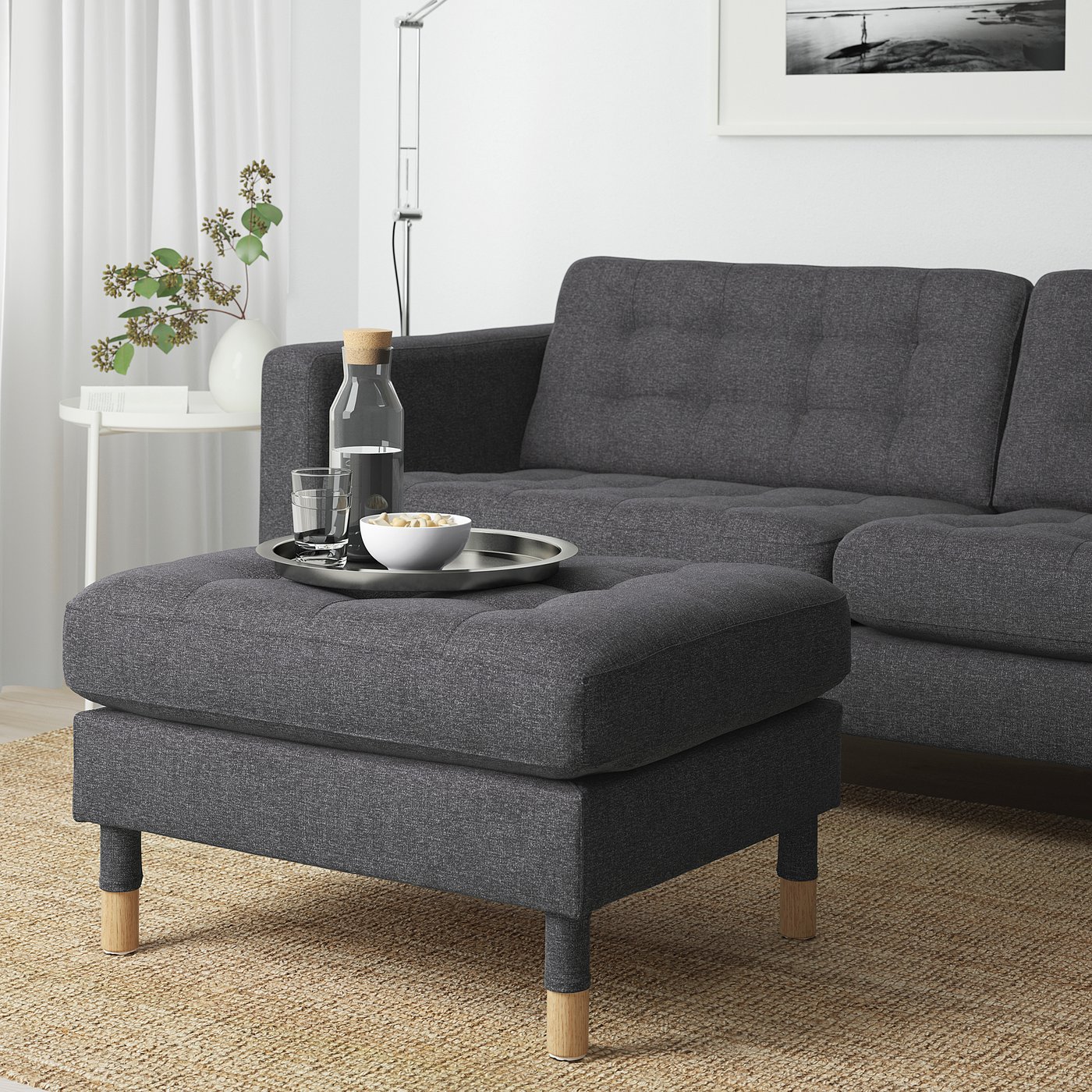 IKEA LANDSKRONA オットマン グレー LANDSKRONA footstool, Gunnared dark grey/wood - IKEA