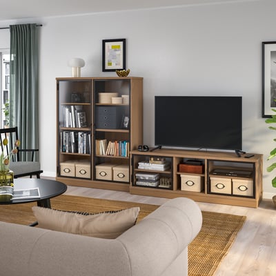 LANESUND TV storage combination, grey-brown, 282x47x152 cm