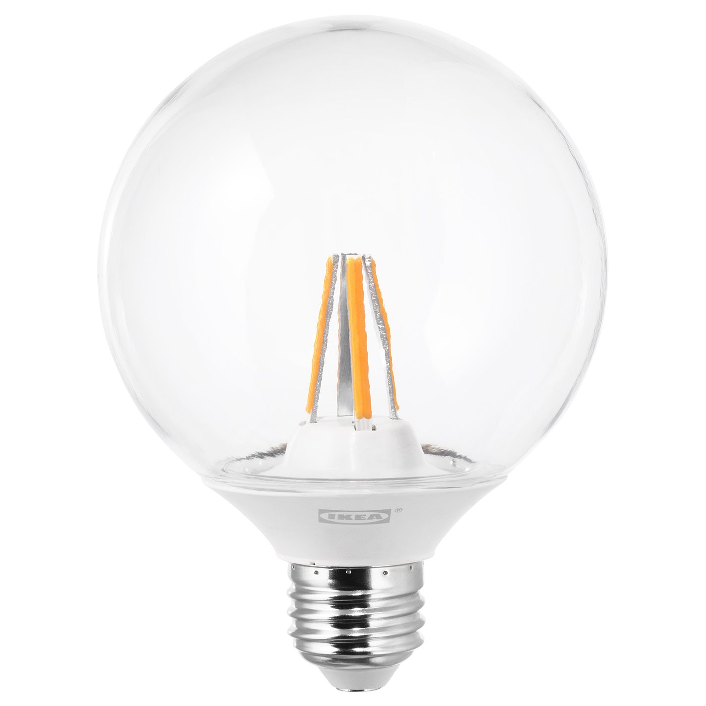 LEDARE LED bulb E26 600 lumen dimmable warm dimming, globe clear IKEA