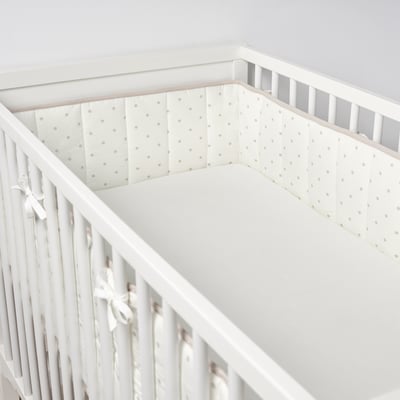 LENAST Bumper pad, dotted/white grey, 60x120 cm