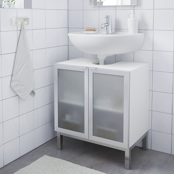 Lillangen Wash Basin Base Cabinet W 2 Doors White Aluminium Ikea