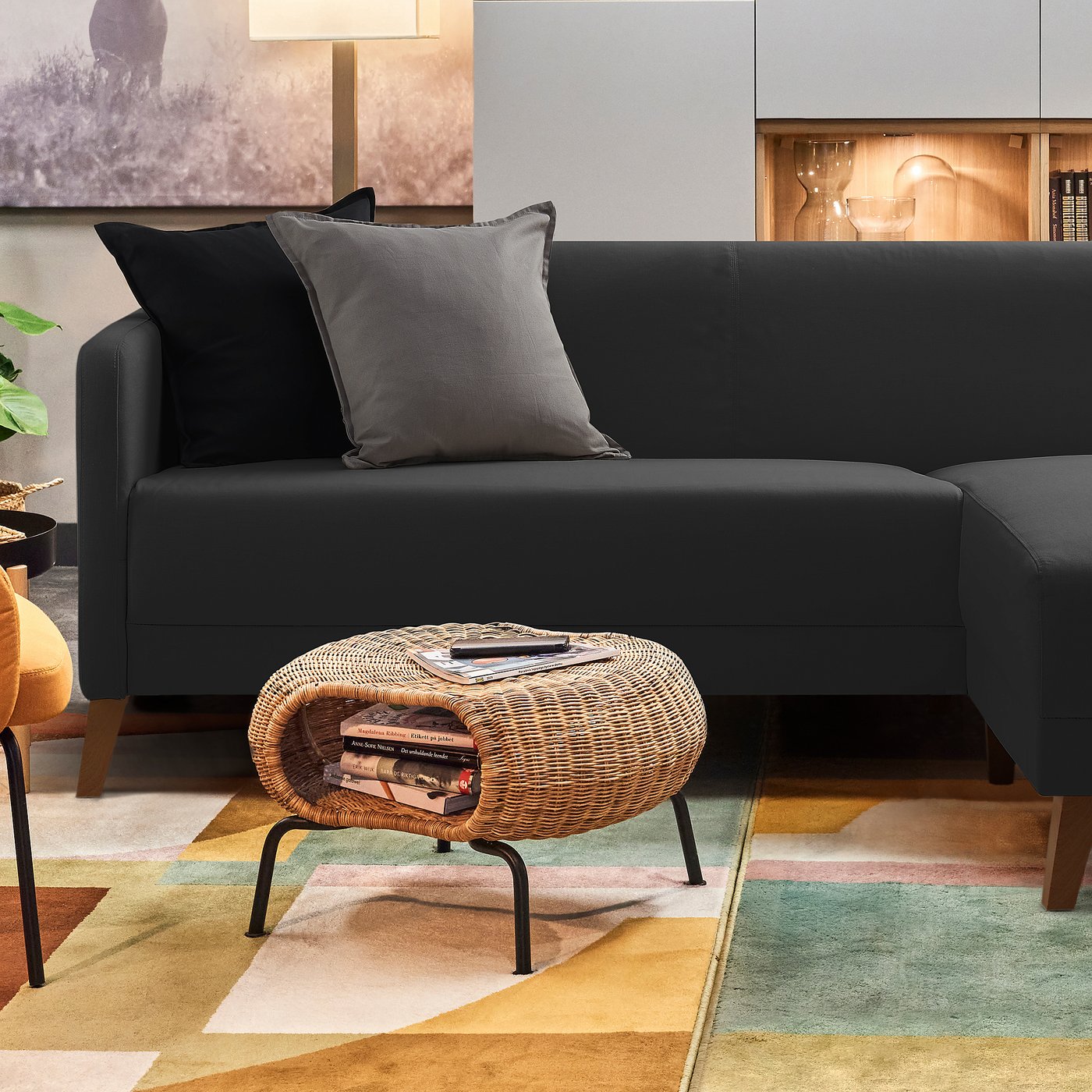 LINANÄS 3-seat sofa, with chaise longue/Vissle dark grey - IKEA