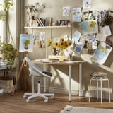 LINNMON / OLOV Desk, white stained oak effect/white, 100x60 cm