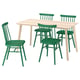 LISABO / HÖGVED Table and 4 chairs, ash veneer/green, 140x78 cm