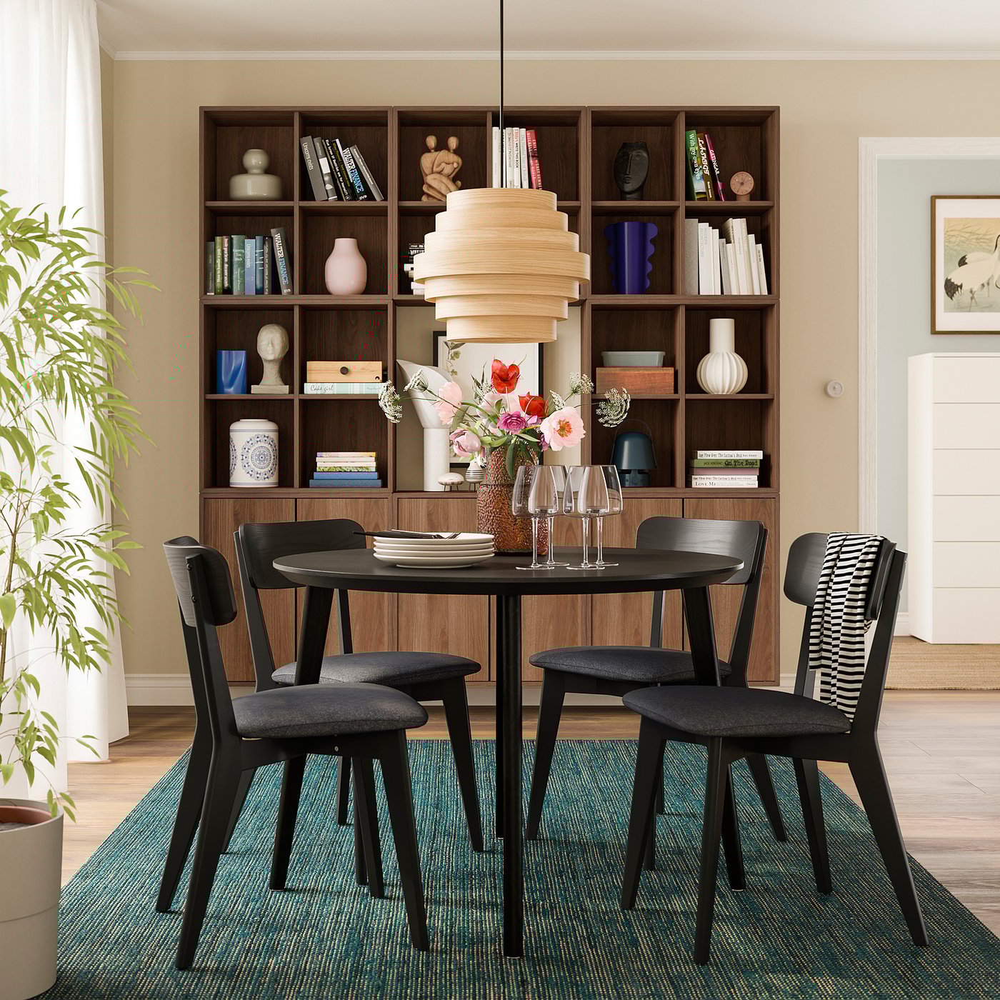 LISABO table, black/ash veneer, 105 cm - IKEA