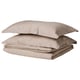 LUKTJASMIN Duvet cover and 2 pillowcases, grey-beige, 240x220/50x80 cm