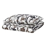 LUNDSKAFTING Duvet cover and pillowcase, white/black/brown, 150x200/50x80 cm