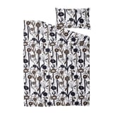 LUNDSKAFTING Duvet cover and pillowcase, white/black/brown, 150x200/50x80 cm