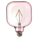 LUNNOM LED bulb E26 80 lumen, tube-shaped/pink clear glass, 120 mm