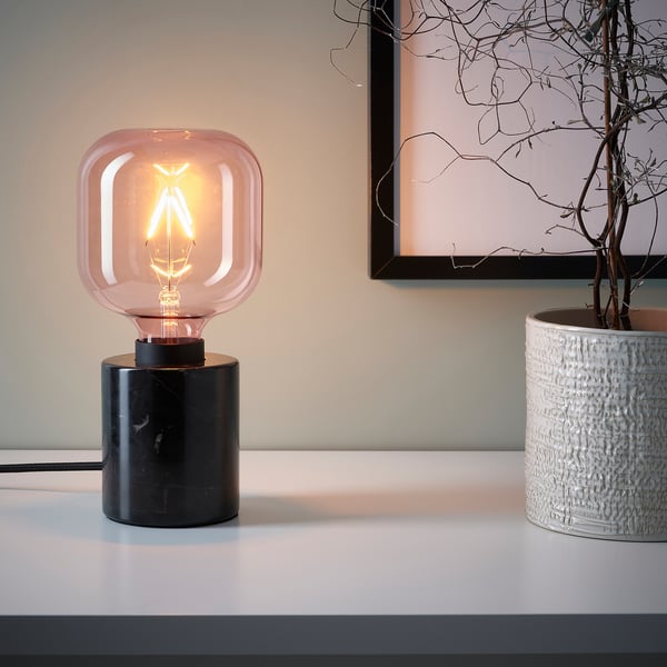 LUNNOM LED bulb E26 80 lumen, tube-shaped/pink clear glass, 120 mm