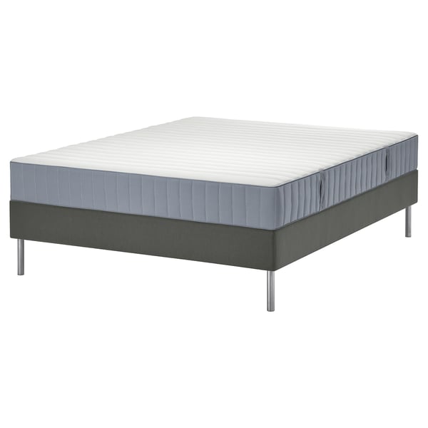 LYNGÖR Divan bed, Valevåg firm/light blue dark grey, 150x200 cm
