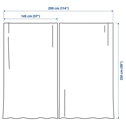 MAJGULL Block-out curtains, 1 pair, grey/with heading tape, 145x250 cm