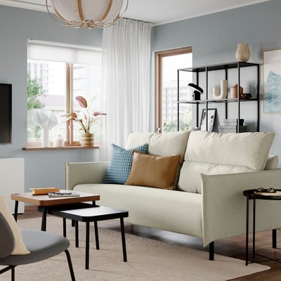 MANNARP 3-seat sofa, Saxemara black-blue