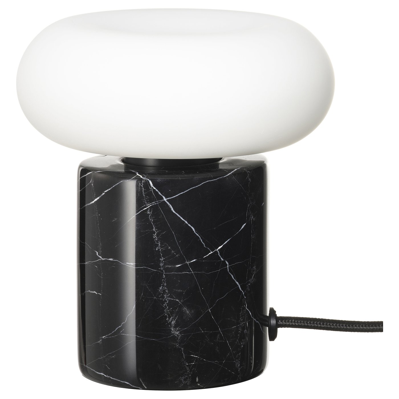 Molnart Hack MARKFROST / MOLNART table lamp with light bulb, black/marble black - IKEA