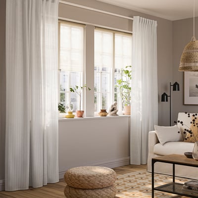 MATILDA Sheer curtains, 1 pair, white/with eyelets, 145x250 cm