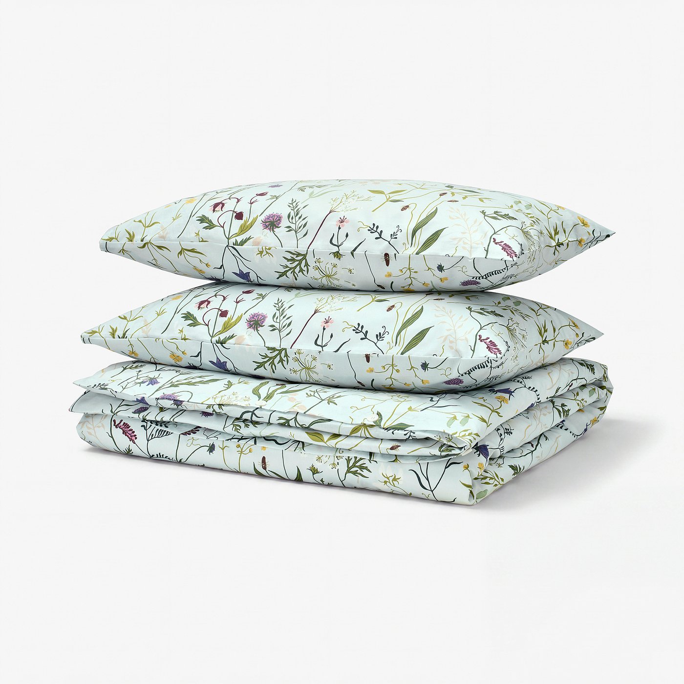 MATTOXBÄR Duvet cover and 2 pillowcases, pale blue/floral pattern, 240x220/50x80 cm