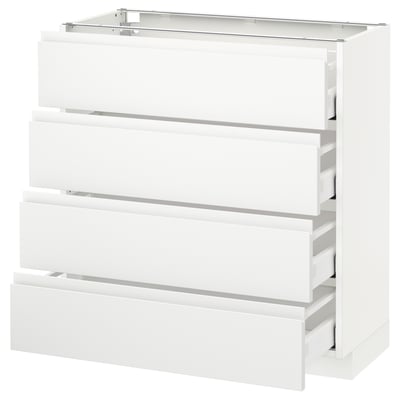METOD Base cab 4 frnts/4 drawers, white Maximera/Voxtorp matt white, 80x37x80 cm