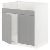 METOD Base cab f HAVSEN double bowl sink, white/Bodbyn grey, 80x60x80 cm