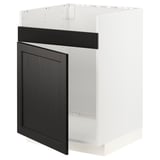 METOD Base cab f HAVSEN single bowl sink, white/Lerhyttan black stained, 60x60x80 cm