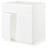 METOD Base cabinet f sink w 2 doors/front, white/Voxtorp matt white, 80x60x80 cm