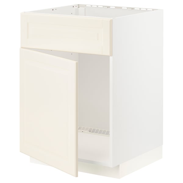 METOD Base cabinet f sink w door/front, white/Bodbyn off-white, 60x60x80 cm