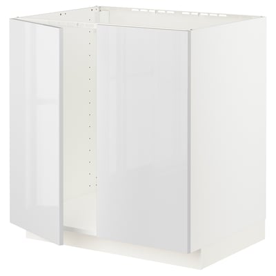 METOD Base cabinet for sink + 2 doors, white/Ringhult white, 80x60x80 cm
