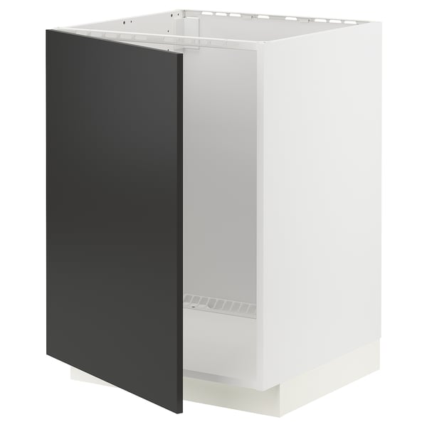METOD Base cabinet for sink, white/Nickebo matt anthracite, 60x60x80 cm