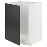 METOD Base cabinet for sink, white/Nickebo matt anthracite, 60x60x80 cm