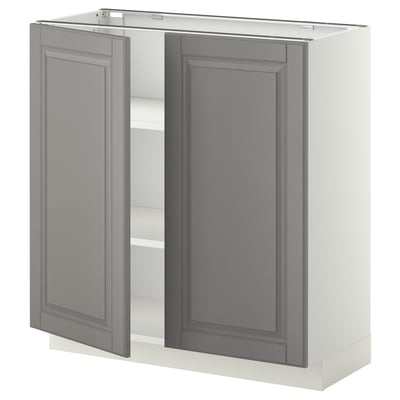 METOD Base cabinet with shelves/2 doors, white/Bodbyn grey, 80x37x80 cm