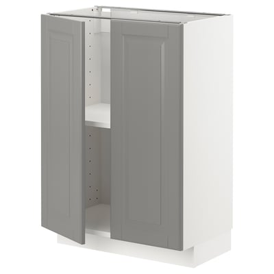 METOD Base cabinet with shelves/2 doors, white/Bodbyn grey, 60x37x80 cm