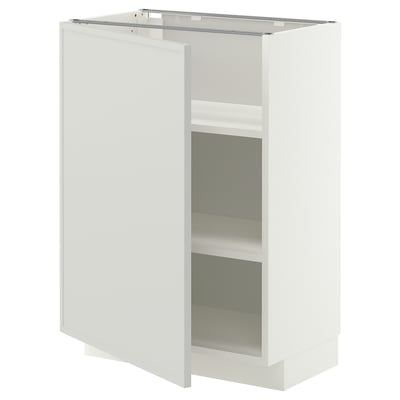 METOD Base cabinet with shelves, white/Aspudden light grey, 60x37x80 cm