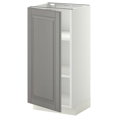 METOD Base cabinet with shelves, white/Bodbyn grey, 40x37x80 cm