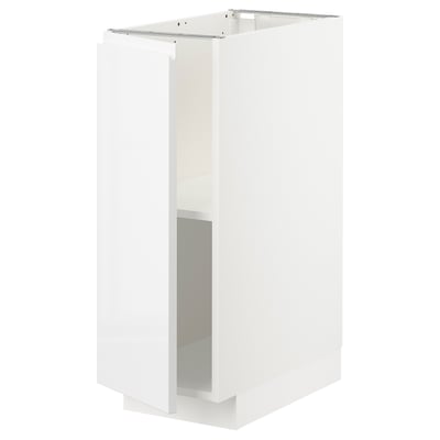 METOD Base cabinet with shelves, white/Voxtorp high-gloss/white, 30x60x80 cm