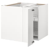 METOD Corner base cabinet with carousel, white/Veddinge white, 88x88x80 cm