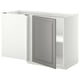 METOD Corner base cabinet with shelf, white/Bodbyn grey, 128x68x80 cm