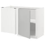 METOD Corner base cabinet with shelf, white/Havstorp light grey, 128x68x80 cm