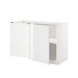 METOD Corner base cabinet with shelf, white/Stensund white, 128x68x80 cm
