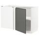 METOD Corner base cabinet with shelf, white/Voxtorp dark grey, 128x68x80 cm