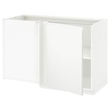 METOD Corner base cabinet with shelf, white/Voxtorp matt white, 128x68x80 cm