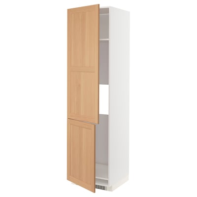 METOD High cab f fridge/freezer w 2 doors, white/Vedhamn oak, 60x60x220 cm