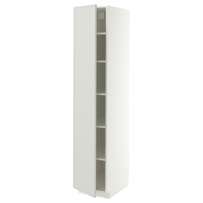 METOD High cabinet with shelves, white/Aspudden light grey, 40x60x200 cm