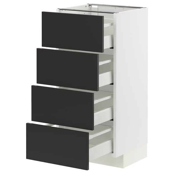 METOD / MAXIMERA Base cab 4 frnts/4 drawers, white/Nickebo matt anthracite, 40x37x80 cm