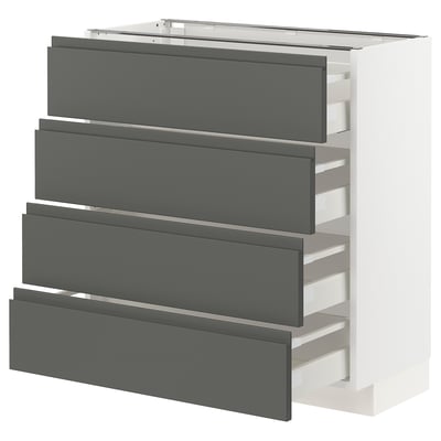 METOD / MAXIMERA Base cab 4 frnts/4 drawers, white/Voxtorp dark grey, 80x37x80 cm