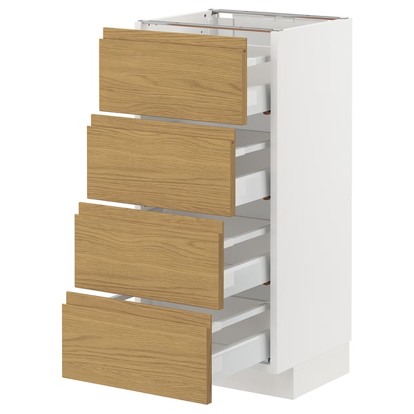 METOD / MAXIMERA Base cab 4 frnts/4 drawers, white/Voxtorp oak effect, 40x37x80 cm