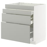 METOD / MAXIMERA Base cab f hob/4 fronts/3 drawers, white/Havstorp light grey, 80x60x80 cm