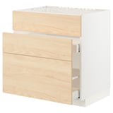 METOD / MAXIMERA Base cab f sink+3 fronts/2 drawers, white/Askersund light ash effect, 80x60x80 cm