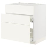 METOD / MAXIMERA Base cab f sink+3 fronts/2 drawers, white/Vallstena white, 80x60x80 cm