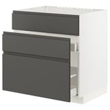 METOD / MAXIMERA Base cab f sink+3 fronts/2 drawers, white/Voxtorp dark grey, 80x60x80 cm