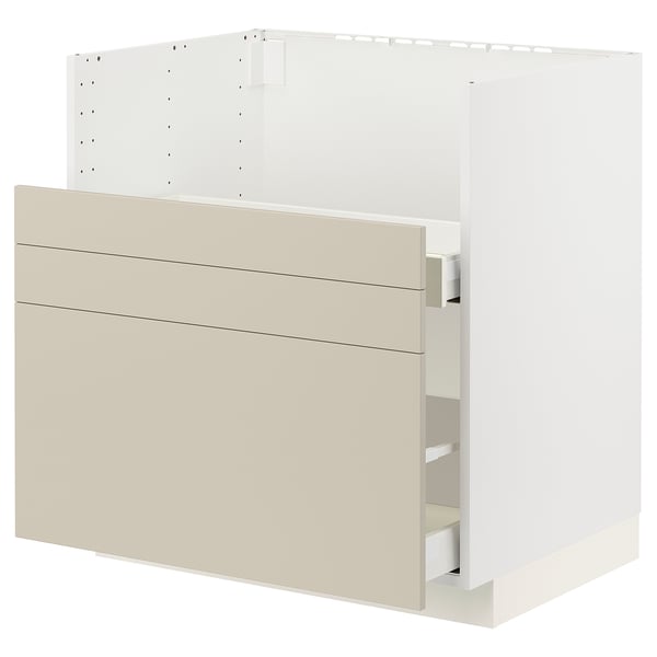 METOD / MAXIMERA Base cab f TALLSJÖN sink, white/Havstorp beige, 80x60 cm